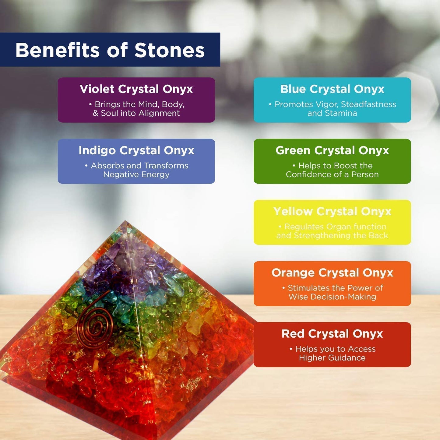 7 Chakra Orgonite Pyramid