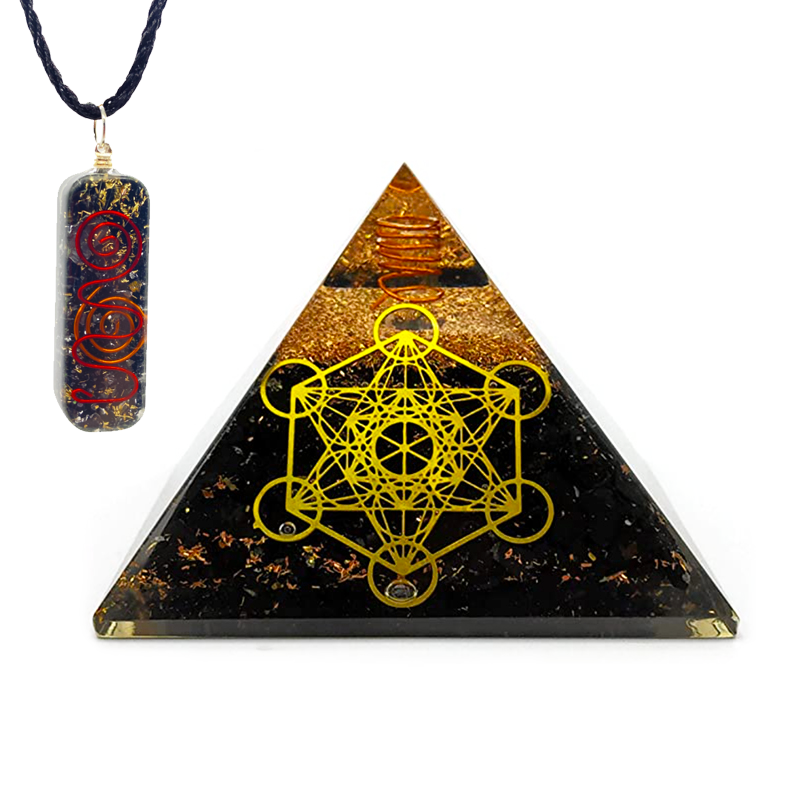 Metatron’s Cube Grid Orgonite Pyramid + Pendant Combo